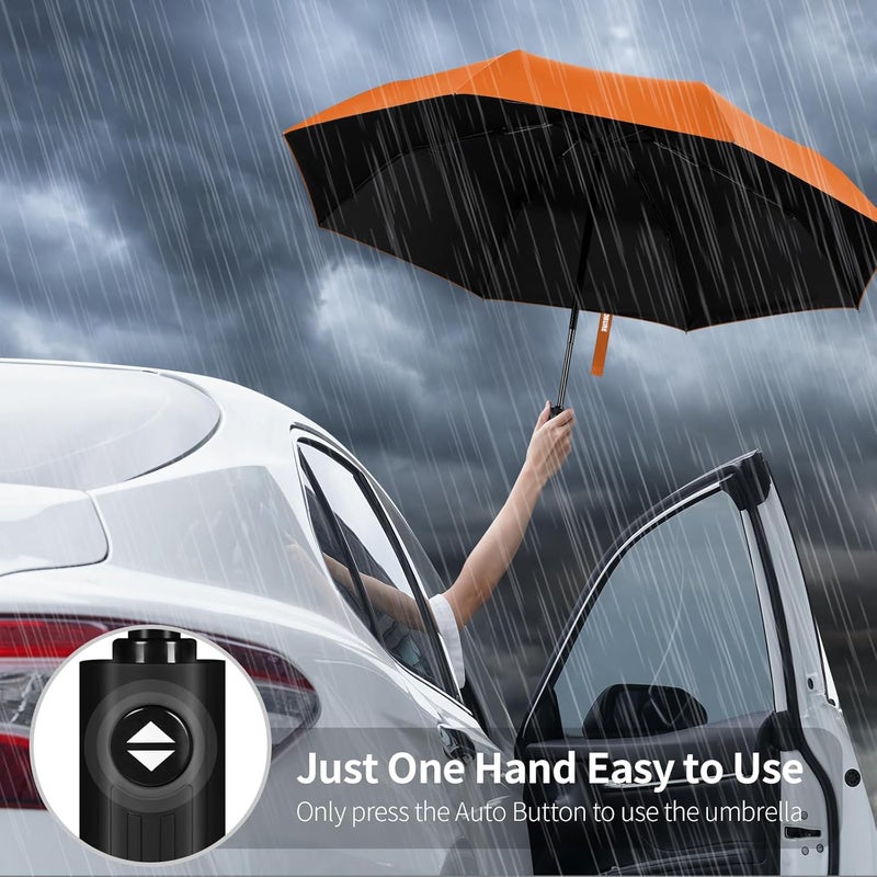 Yoobure Windproof Travel Umbrella - Automatic Umbrellas for Rain, Compact Folding Umbrella with UV Protection, Lightweight Portable Design for Backpack/Walking/Car, Sun & Storm Ready - Image 4